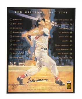 Lot of (10) Ted Williams Signed Top Twenty Hitters  Print